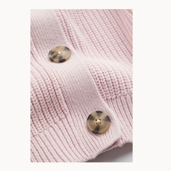 H&M Rib Knit Cardigan Light Pink, Size XS X-Small - Picture 4 of 12